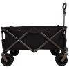 Folding Wagon, Heavy Duty Utility Beach Wagon Cart for Sand with Big Wheels, Adjustable Handle&Drink Holders for Shopping, Camping,Garden and Outdoor