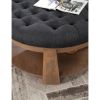 Wire-brushed Finish Natural Tone/Dark Gray 1pc Ottoman Transitional Style Deep Button Linen Like Tufted Seat Open Bottom Shelf Living Room