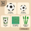 171-Piece Soccer Party Decorations, Serves 24 Sports-Themed Birthday Party Supplies with Plates, Napkins, Cups, and Green Cutlery Set, Tablecloth, and
