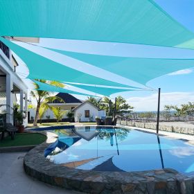 Artpuch Custom Size Mixed Turquoise Sun Shade Sail Triangle Canopy 185 GSM Durable Fabric UV Block Awning for Outdoor Patio Garden Backyard (Customize (Color: Mixed Turquoise, size: 17X27X27)