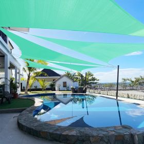 Artpuch Custom Size Turquoise Sun Shade Sail Triangle Canopy 185 GSM Durable Fabric UV Block Awning for Outdoor Patio Garden Backyard (Customized Avai (Color: Turquoise, size: 14x14x14)