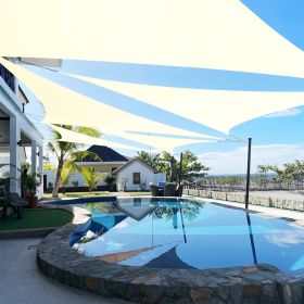 Artpuch Custom Size Cream Sun Shade Sail Triangle Canopy 185 GSM Durable Fabric UV Block Awning for Outdoor Patio Garden Backyard (Customized Availabl (Color: Cream, size: 19X23X23)