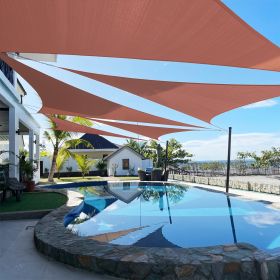 Artpuch Custom Size Rust Red Sun Shade Sail Triangle Canopy 185 GSM Durable Fabric UV Block Awning for Outdoor Patio Garden Backyard (Customized Avail (Color: Rust Red, size: 05x05x07.1)